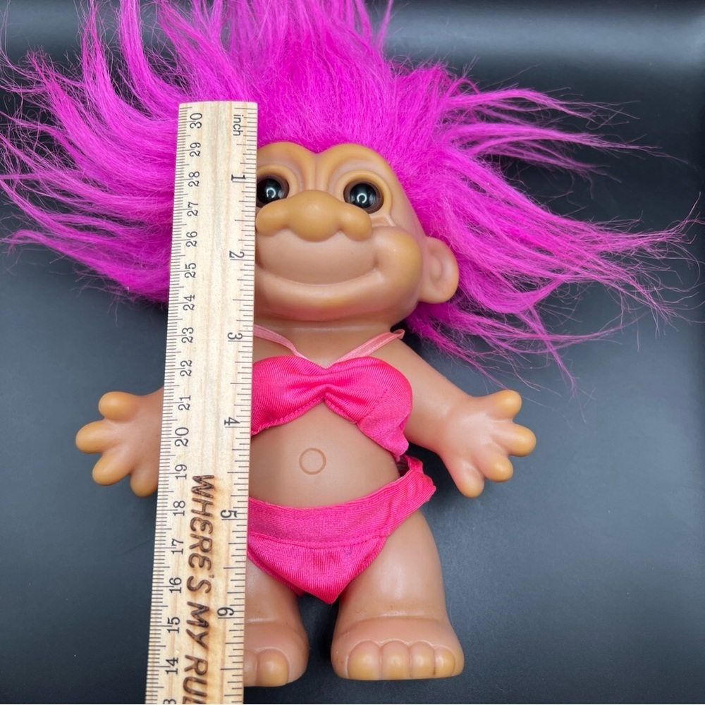 Vintage Russ Troll Doll Pink Hair Two Piece Swim Bathing Suit Pink Bikini - Picture 8 of 12